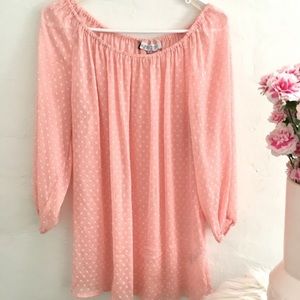 Pink polka dot long sleeve shirt